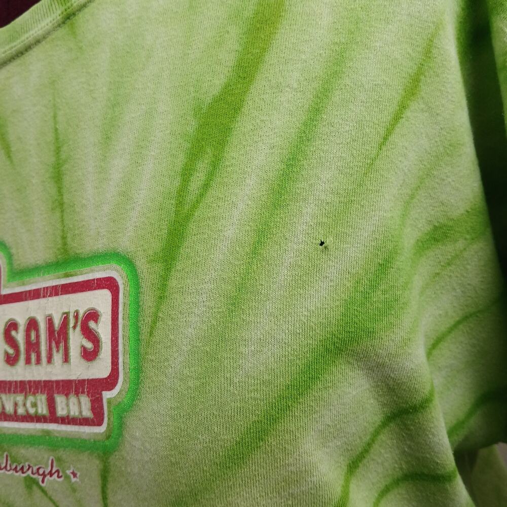 Uncle Sam's Sandwich Bar Pittsburgh Green Tie-dye T-shirt L distressed worn - Picture 5 of 14